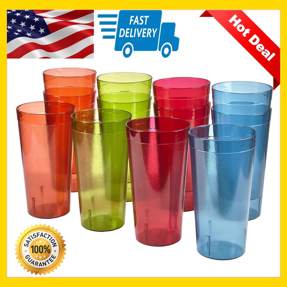 Pack of 12 – 32 Oz Plastic Tumblers Reusable Cups Restaurant Cup Set Drinking  Glasses – Appliances